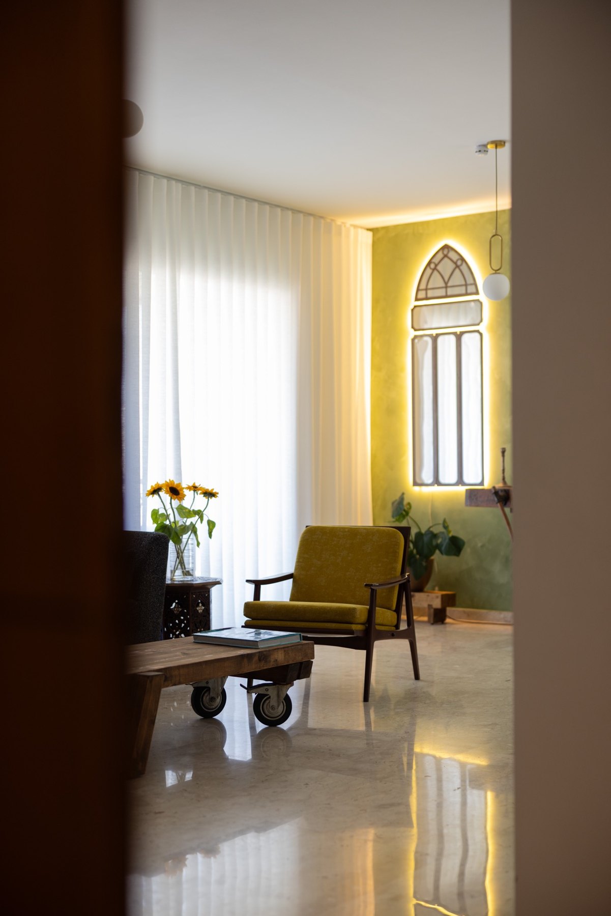 B19 warm interior with architectural arch